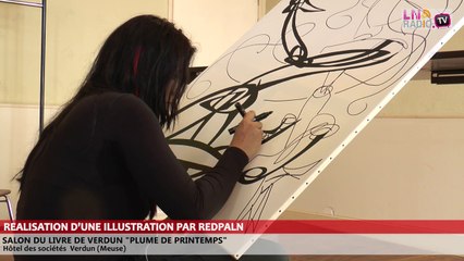 Salon du livre de Verdun - Réalisation d'une illustration par Redpaln