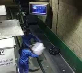 Saudi Airlines Baggage Handlers Hard at Work