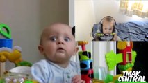 Baby reacts to babies laughing Hysterically