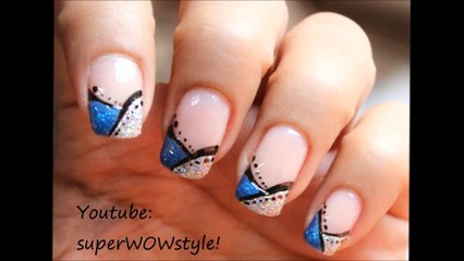 Abstract Nail Designs done in French Tip Manicure