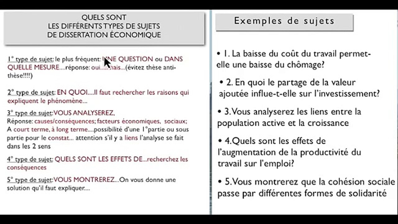 METHODOLOGIE DE LA DISSERTATION ECONOMIQUE