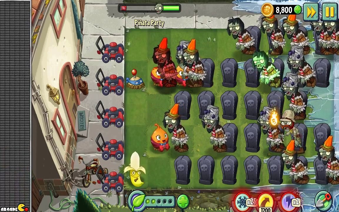 Plants vs Zombies 2 Frostbite Caves Pinata Party 1 15 Banana Lanucher