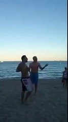 Drunk Douchebag Knocked Out At The Beach  Funny Video Must Watch