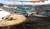 Timsah Arena'nın dranajı için kepçe vuruldu