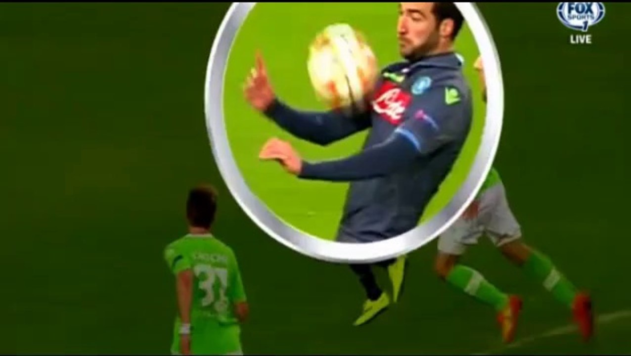 Gonzalo Iguain 0-1 goal - VfL Wolfsburg vs SSC Napoli - 16/04/2015