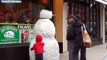 Funny Pranking Weird people Moving Snowman Prank