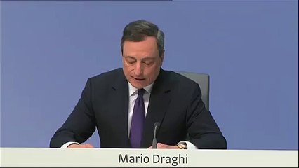 Protester disrupts European Central Bank press conference.