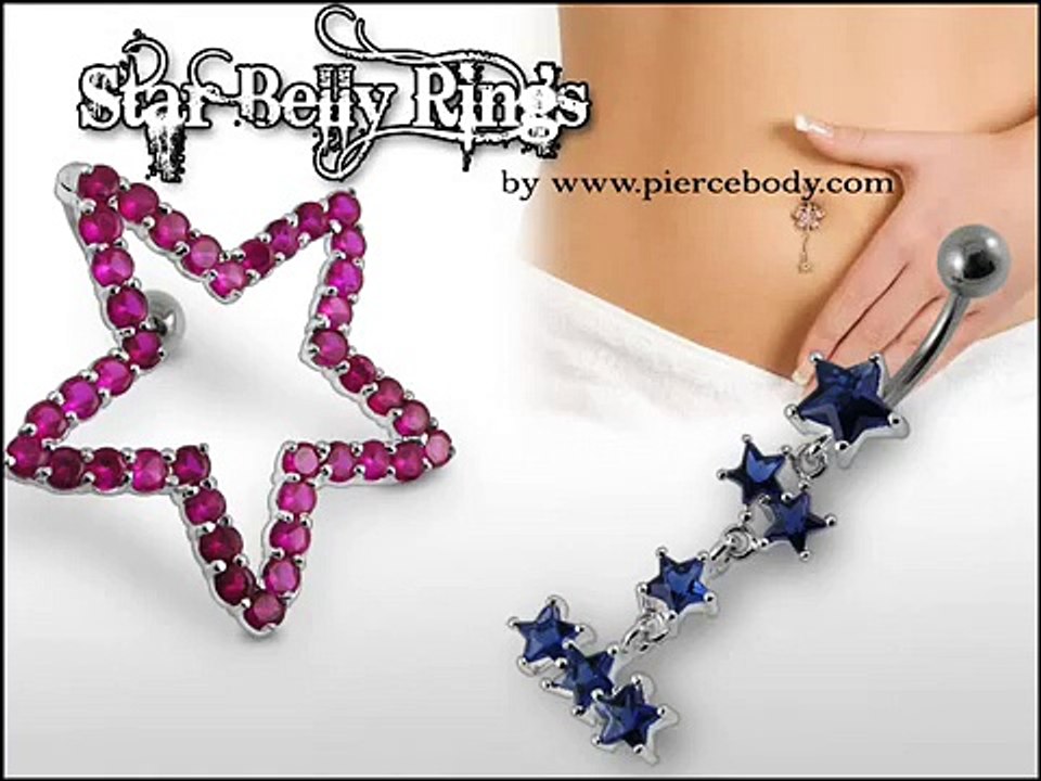 Silver Star Belly Piercing Jewelry by Piercebody.com