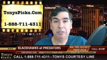 NHL Playoff Free Pick Game 2 Nashville Predators vs. Chicago Blackhawks Odds Prediction Preview 4-17-2015