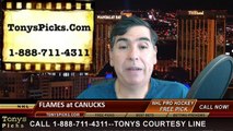 NHL Playoff Free Pick Game 2 Vancouver Canucks vs. Calgary Flames Odds Prediction Preview 4-17-2015