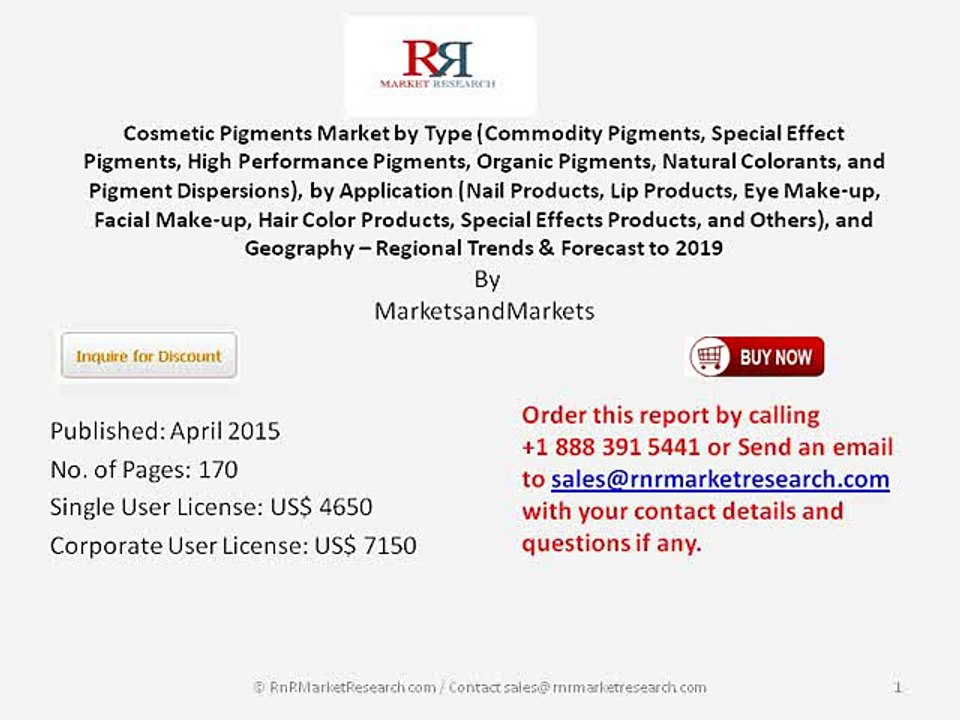 World Cosmetic Pigments Market Trends 2019 by Deployment Model and Type (Commodity Pigments, Special Effect Pigments, Hi