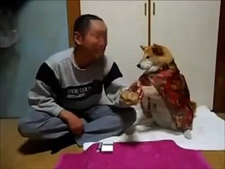 a man trying to drink viski nd his dor stoping hin