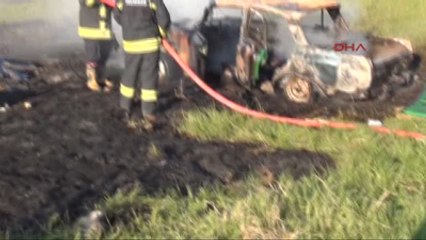 Çorlu Otomobil Alev Alev Yandı