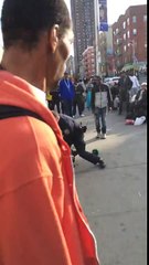 Undercover brother comes to the aid of two uniform NYPD cops to get perps cuffed on 125th and Lex in