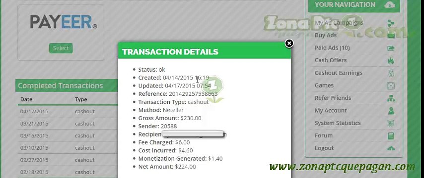 Payment # 14 of Paidverts - Pago #14 de Paidverts [Neteller]