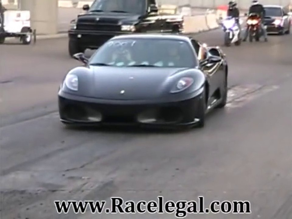 2011 Mercedes-Benz SLS AMG vs 2007 Ferrari F430 Drag Racing Racelegal_com 6-29-2012