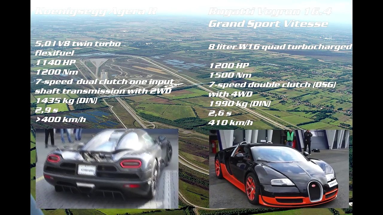 [4k] 50-350+ km_h RACE Bugatti Veyron Vitesse vs Koenigsegg Agera R Highspeed Oval