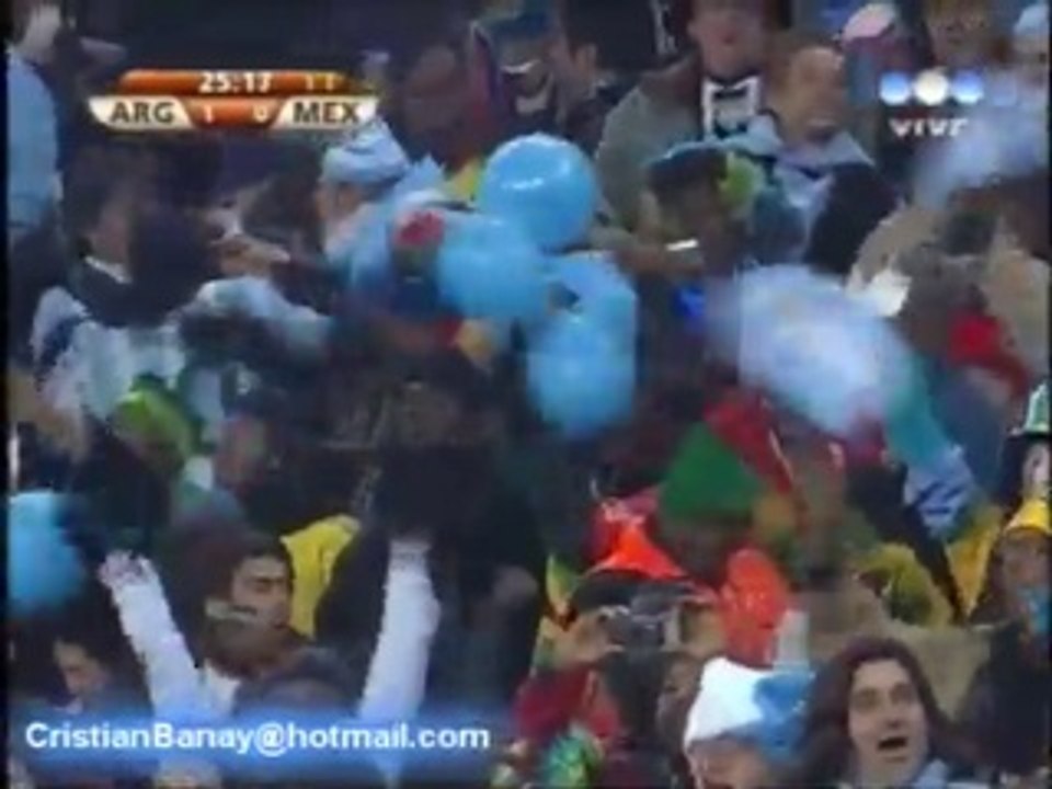 Argentina 3 Mexico 1 Mundial Sudafrica 2010 Los goles (Relato Sebastian Vignolo)
