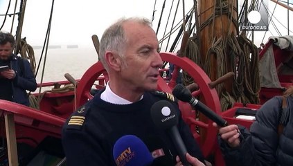 {Watch} Replica of famous French frigate retraces historic voyage