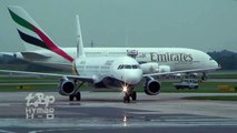 Emirates Airline Airbus A380  Manchester Airport Up Close Heavy Landing Wingflex