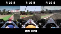 F1 2012 vs. F1 2011 vs. F1 2010 - graphics & sound comparison