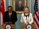 Secretary Clinton Delivers Remarks With Singapore Minister for Foreign Affairs K. Shanmugam