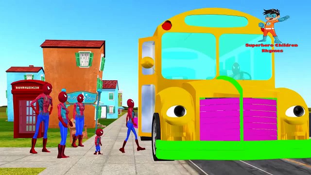 Spiderman Wheels on The Bus Nursery Rhymes Cartoon | Wheels on The Bus Children Nursery Rhymes