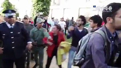 قمع وقفة ضد التدخل العسكري للنظام المغربي ضد الشعب اليمني