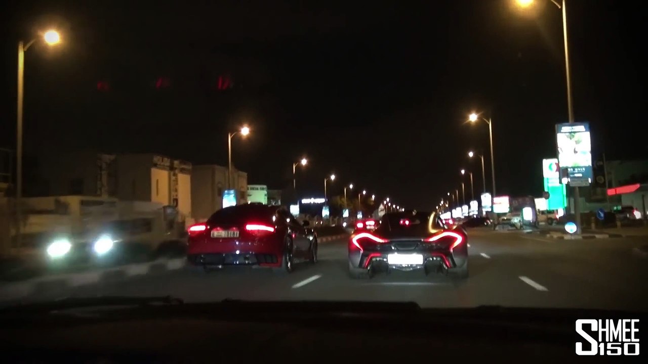 Onboard Lamborghini LP570 STS with McLaren P1 around Dubai (including Flames!)