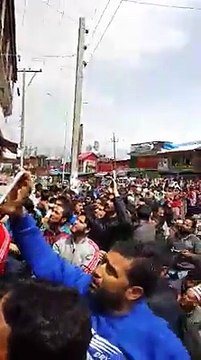 Syed Ali Shah Geelani, Mr Molvi Umar Farooq andYasin Malik , at Narbal at the home of Suhail whowas Martyred in Police Firing on Saturday. kashmir