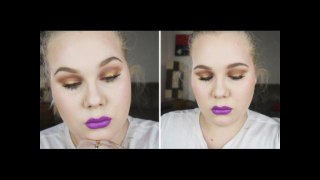 Bold Gold Eyeliner & Bright Purple Lips!