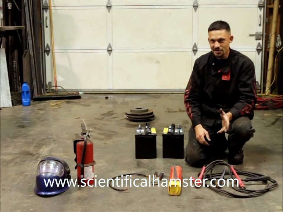 Welding with jumper cables and a pair of batteries