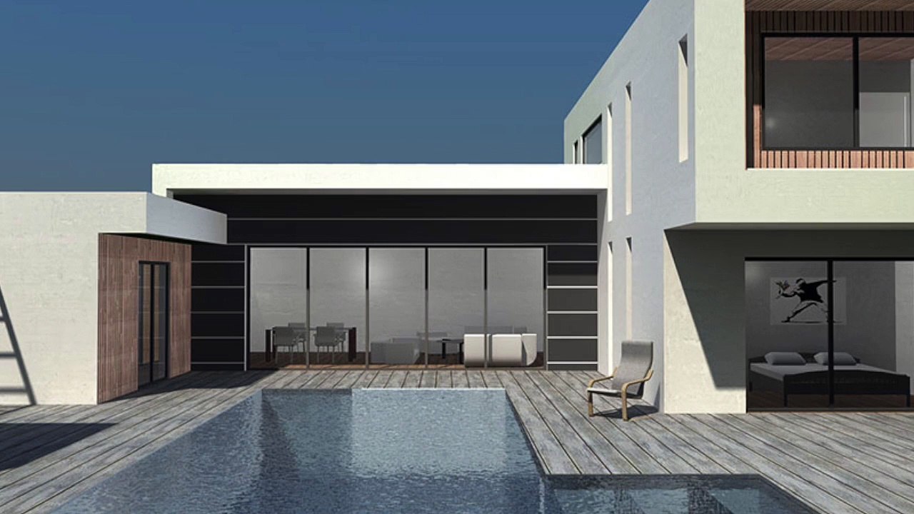 Maison contemporaine en ossature bois à toit terrasse végétalisé à Toulouse