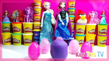 play doh suprise eggs peppa pig george pig barbie spiderman princes disney spongebob micke