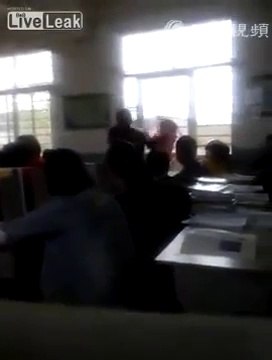 Male teacher fights female student in classroom