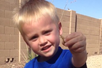 Funny Kid Eating lizard tail