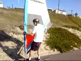 Windskating. Skateboards with big sails in high wind.
