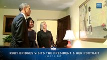 Ruby Bridges visits with the President and her portrait