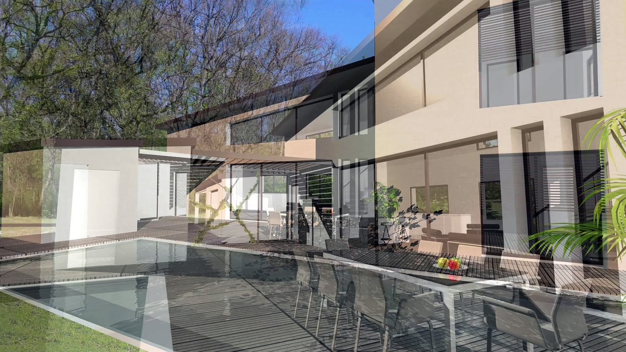 Maison contemporaine lumineuse toitures monopentes zinc toulouse