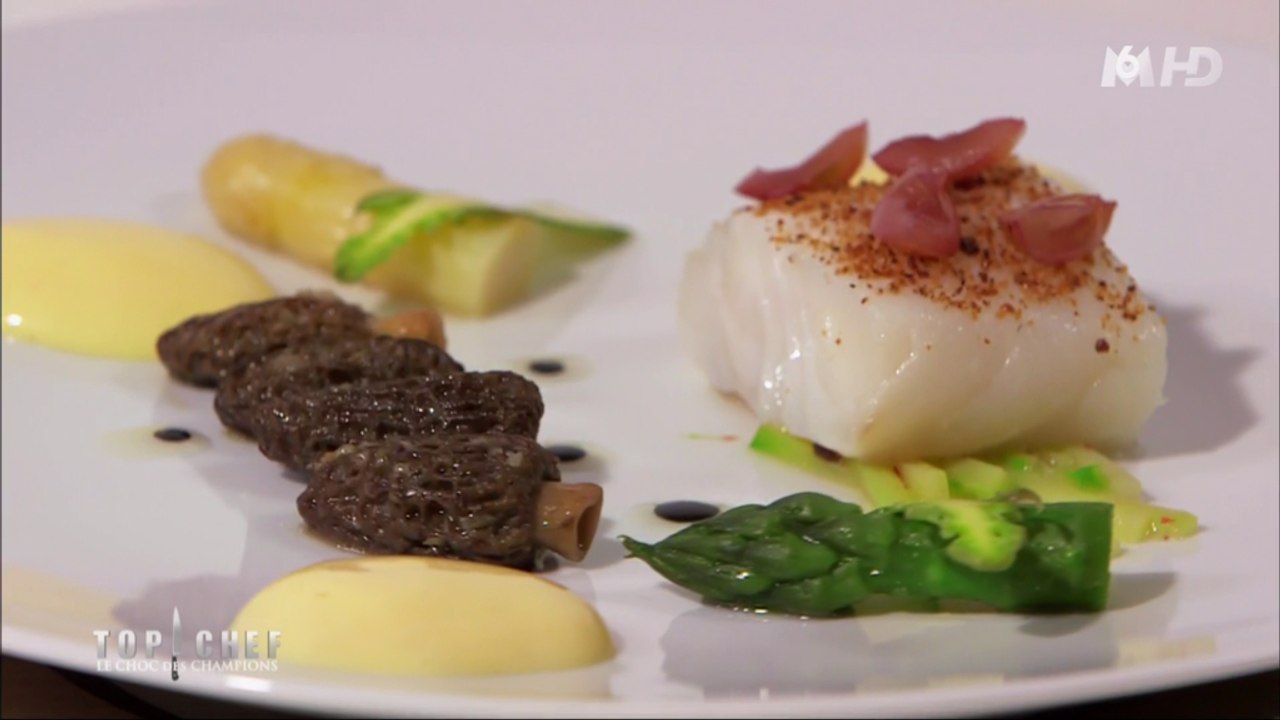Le pavé de cabillaud, morilles et gelée d'asperges d'Eric Pras