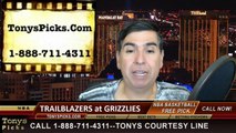 NBA Playoff Free Pick Game 2 Memphis Grizzlies vs. Portland Trailblazers Odds Prediction Preview 4-22-2015