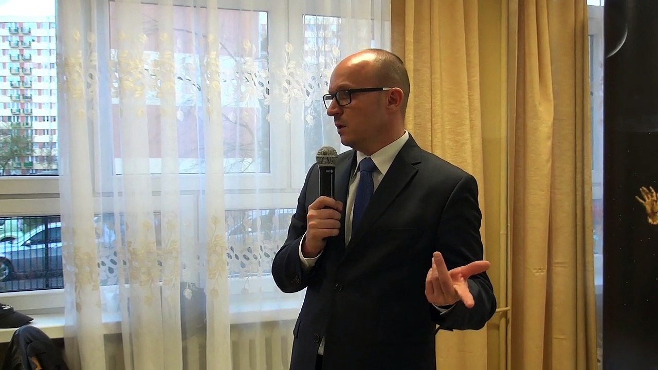 Spotkanie prezydenta Marka Wojtkowskiego z mieszkańcami Włocławka w II Liceum Ogólnokształcącym przy ul. Uroczej