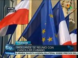 Canciller de Cuba se reúne con el presidente de Francia