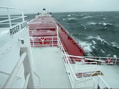 Great Lakes Freighter Roger Blough in Heavy Seas on Lake Superior