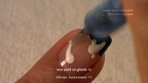 Easy Black and White Ghosts Nail Art Tutorial / Arte para las uñas de fantasmas en blanco y negro