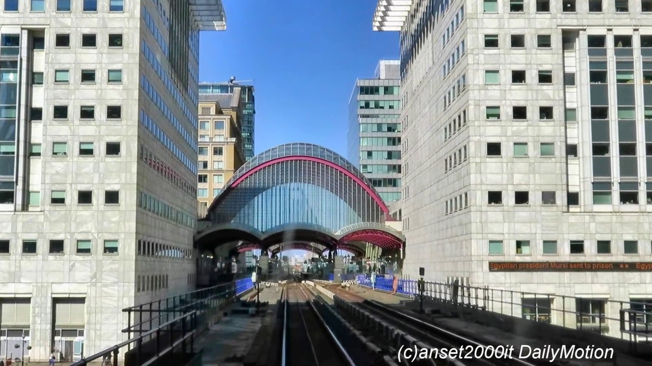 Riding the London DLR train from Lewisham to Bank via Canary Wharf