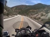 Great Motorcycle Road: Lake Hughes. Aprilia Caponord following Suzuki GSX-R 1000