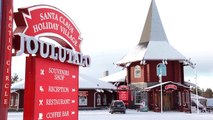 First snow arrived in Santa Claus Village in Lapland Finland - Arctic Circle Rovaniemi