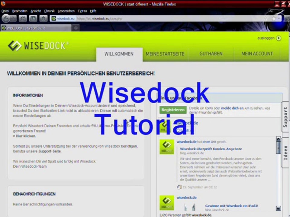 Wisedock Tutorial: Geld verdienen Automatisch mit Startseite