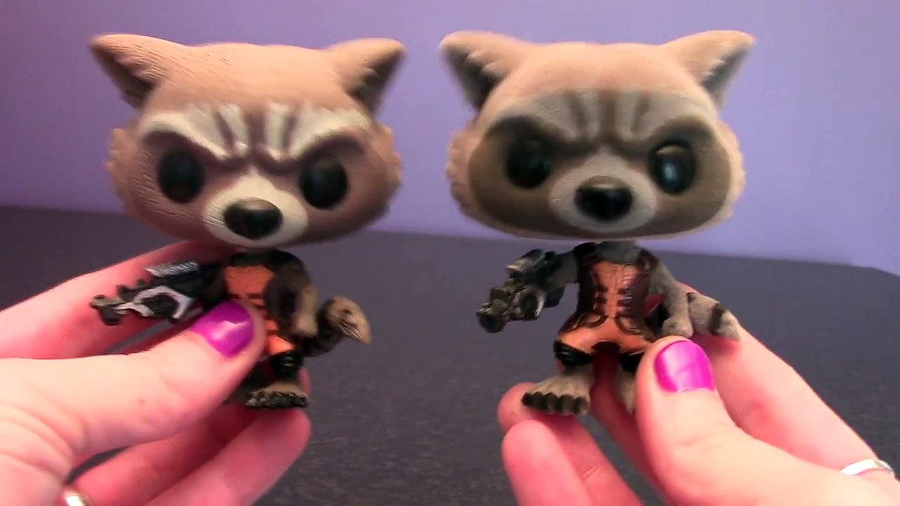 My Pop Vinyls - Rocket Racoon flocked VS normal comparison